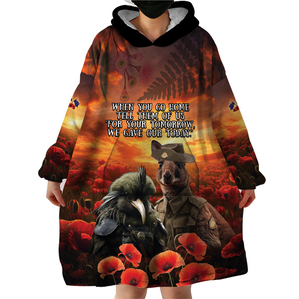 Kangaroo and Kiwi Soldier ANZAC Wearable Blanket Hoodie The Last War Memorial