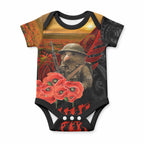 Maori Kiwi Soldier Fern Tattoo ANZAC Day Baby Onesie Lest We Forget