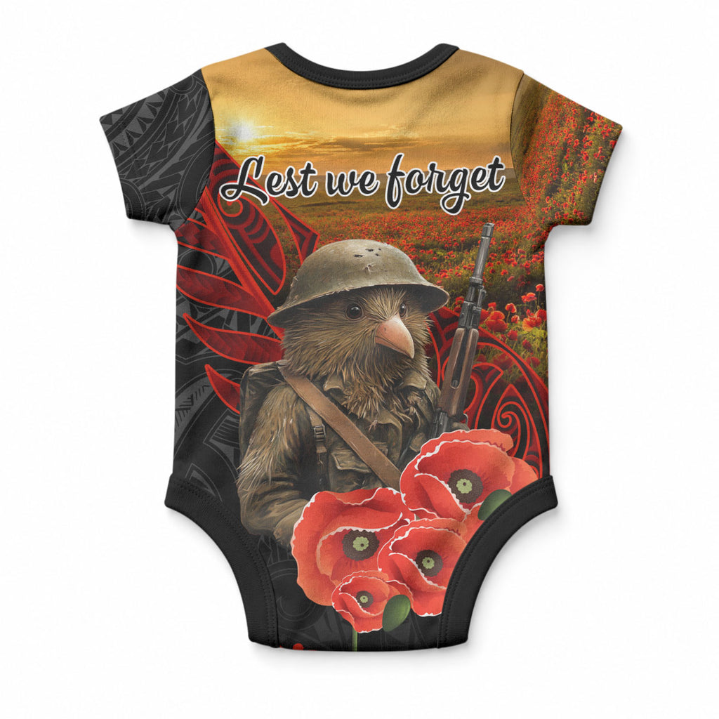 Maori Kiwi Soldier Fern Tattoo ANZAC Day Baby Onesie Lest We Forget