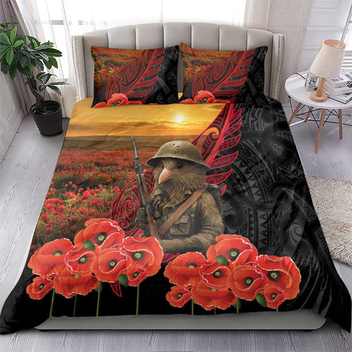 Maori Kiwi Soldier Fern Tattoo ANZAC Day Bedding Set Lest We Forget