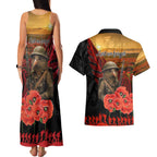 Maori Kiwi Soldier Fern Tattoo ANZAC Day Couples Matching Tank Maxi Dress and Hawaiian Shirt Lest We Forget