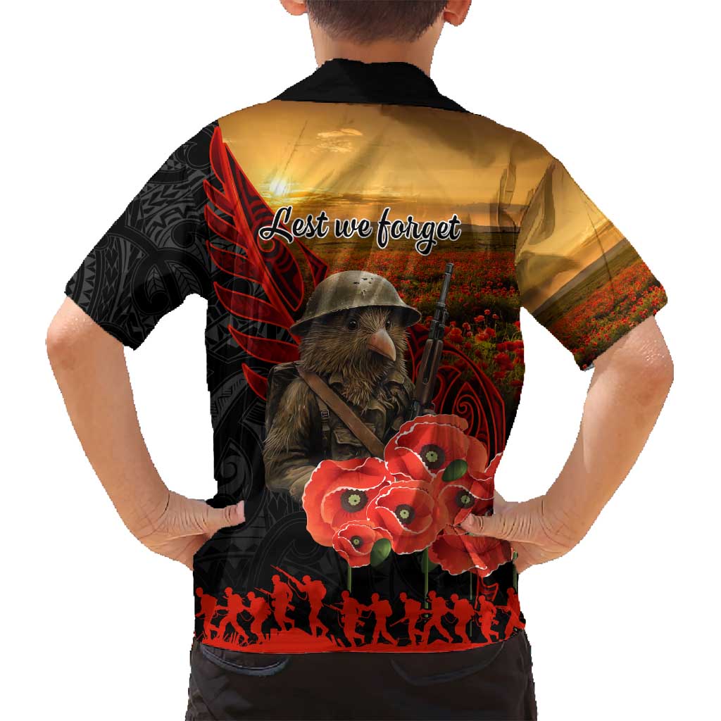 Maori Kiwi Soldier Fern Tattoo ANZAC Day Family Matching Tank Maxi Dress and Hawaiian Shirt Lest We Forget