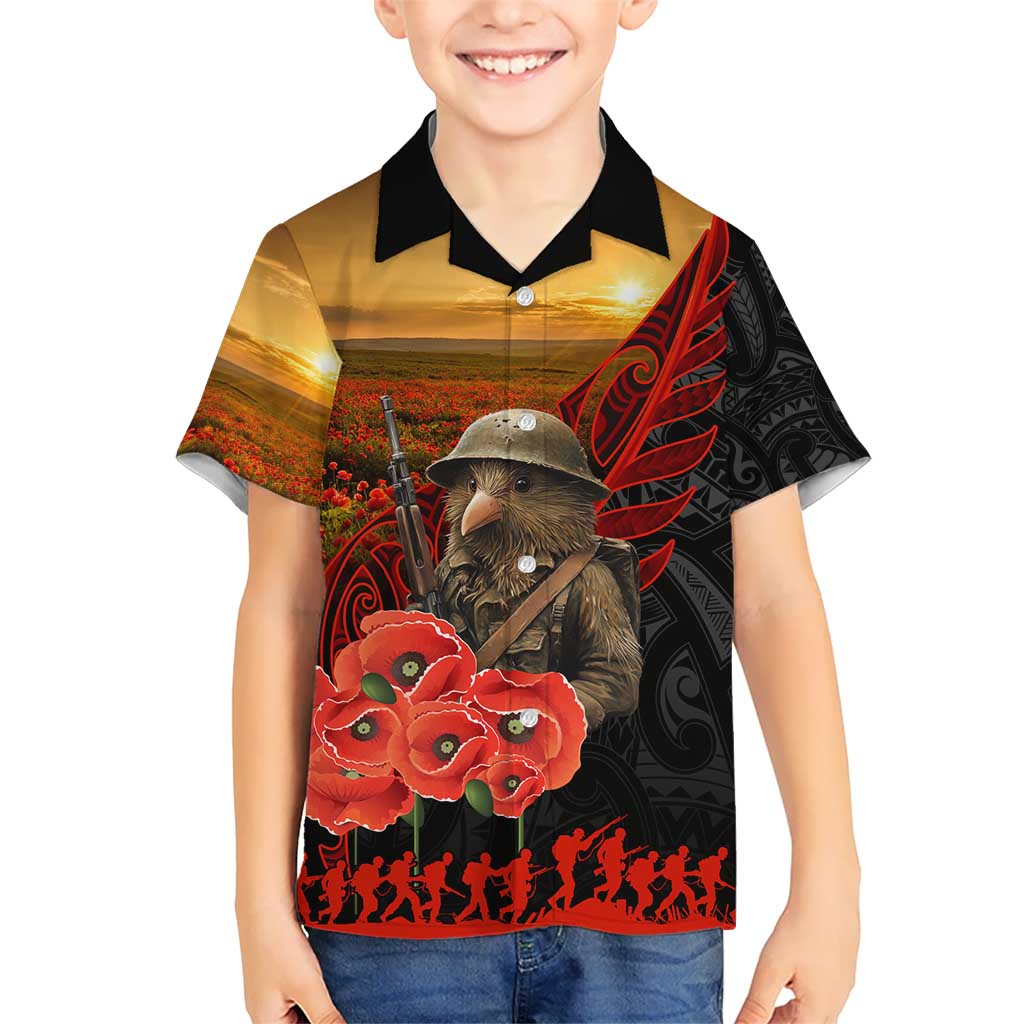 Maori Kiwi Soldier Fern Tattoo ANZAC Day Hawaiian Shirt Lest We Forget