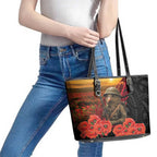 Maori Kiwi Soldier Fern Tattoo ANZAC Day Leather Tote Bag Lest We Forget