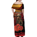 Maori Kiwi Soldier Fern Tattoo ANZAC Day Off Shoulder Maxi Dress Lest We Forget