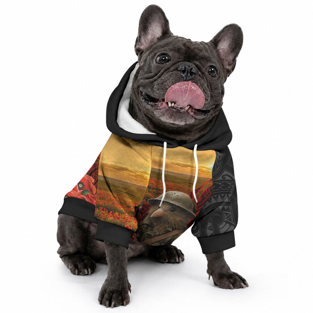 Maori Kiwi Soldier Fern Tattoo ANZAC Day Pet Hoodie Lest We Forget