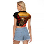 Maori Kiwi Soldier Fern Tattoo ANZAC Day Raglan Cropped T Shirt Lest We Forget