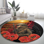 Maori Kiwi Soldier Fern Tattoo ANZAC Day Round Carpet Lest We Forget
