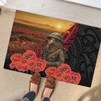 Maori Kiwi Soldier Fern Tattoo ANZAC Day Rubber Doormat Lest We Forget