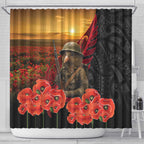 Maori Kiwi Soldier Fern Tattoo ANZAC Day Shower Curtain Lest We Forget