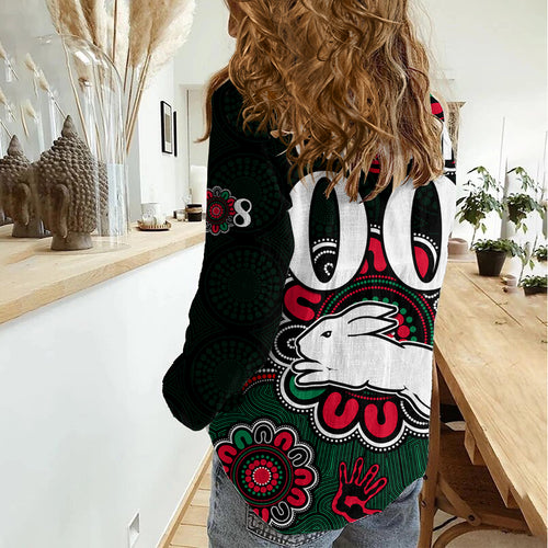 (Custom Personalised) NRL Rabbitohs Rugby Women Casual Shirt The Bunnies 1908 Aboriginal LT9