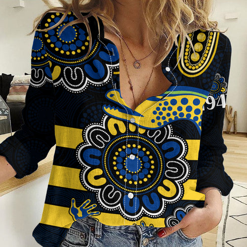 (Custom Personalised) NRL Parramatta Eels Rugby Women Casual Shirt Eels 1947 Aboriginal LT9
