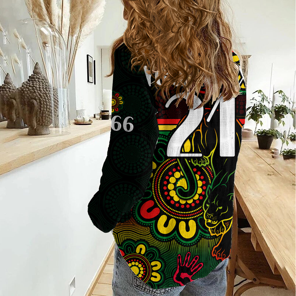 (Custom Personalised) NRL Penrith Panthers Rugby Women Casual Shirt Panthers 1966 Aboriginal  LT9