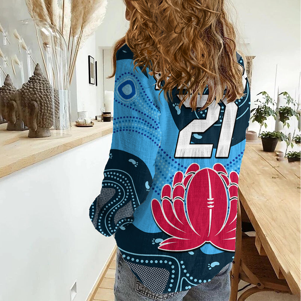 (Custom Personalised) Waratahs Rugby Women Casual Shirt NSW Indigenous LT9