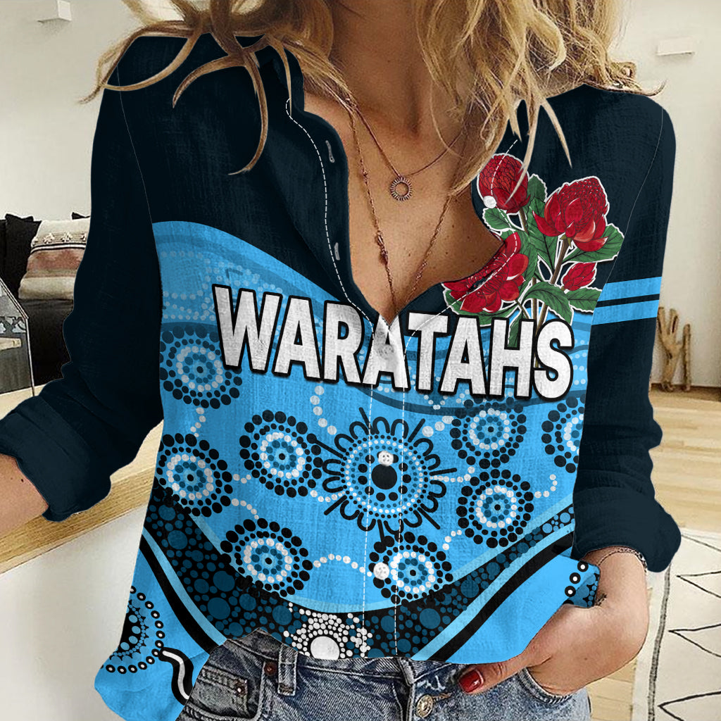 (Custom Personalised) Waratahs Rugby Women Casual Shirt NSW Red Waratahs Indigenous LT9
