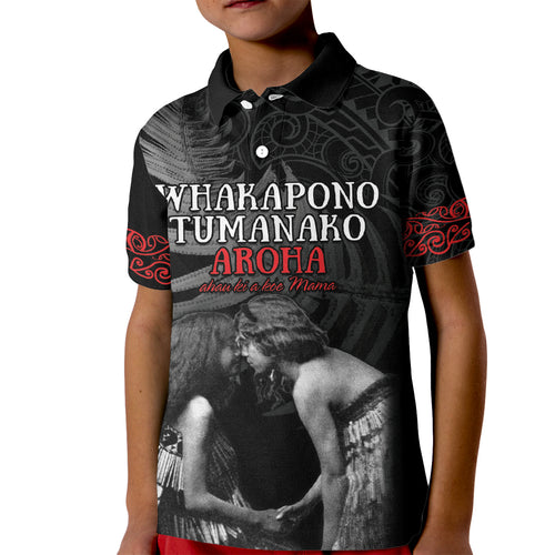 New Zealand Mother's Day Kid Polo Shirt Maori Hongi Aroha Ahau Ki A Koe Mama