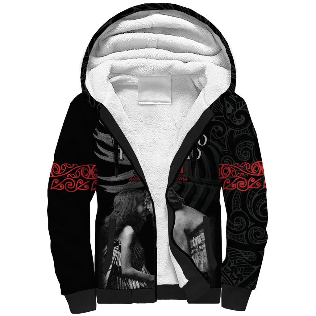 New Zealand Mother's Day Sherpa Hoodie Maori Hongi Aroha Ahau Ki A Koe Mama