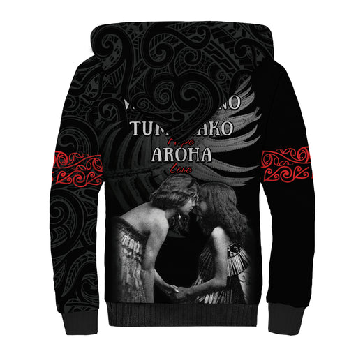 New Zealand Mother's Day Sherpa Hoodie Maori Hongi Aroha Ahau Ki A Koe Mama