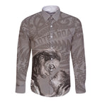 New Zealand Mother's Day Long Sleeve Button Shirt Maori Mo Toku Mama Silver Fern