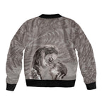 New Zealand Mother's Day Sleeve Zip Bomber Jacket Maori Mo Toku Mama Silver Fern
