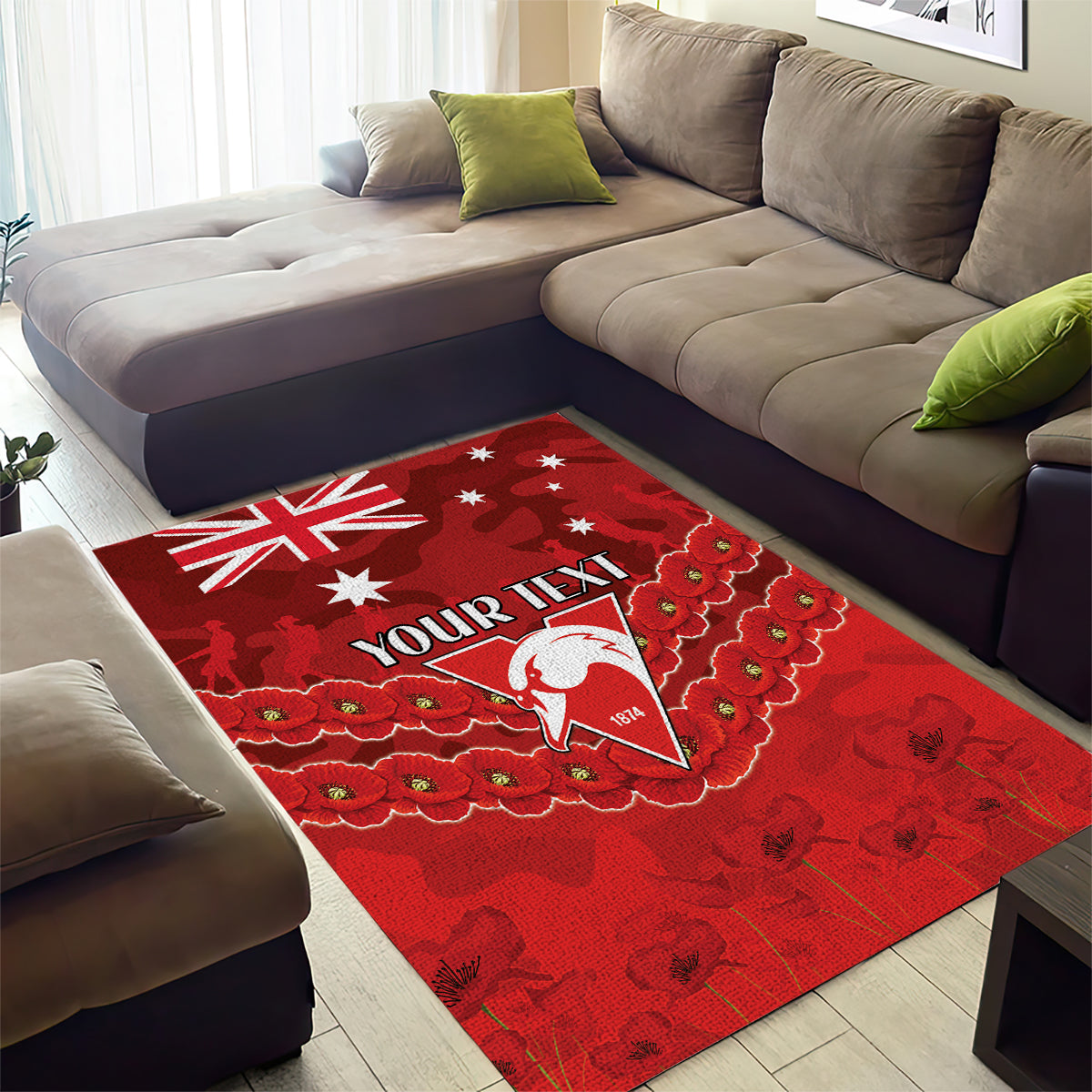 Custom Swans Football Area Rug ANZAC Lest We Forget