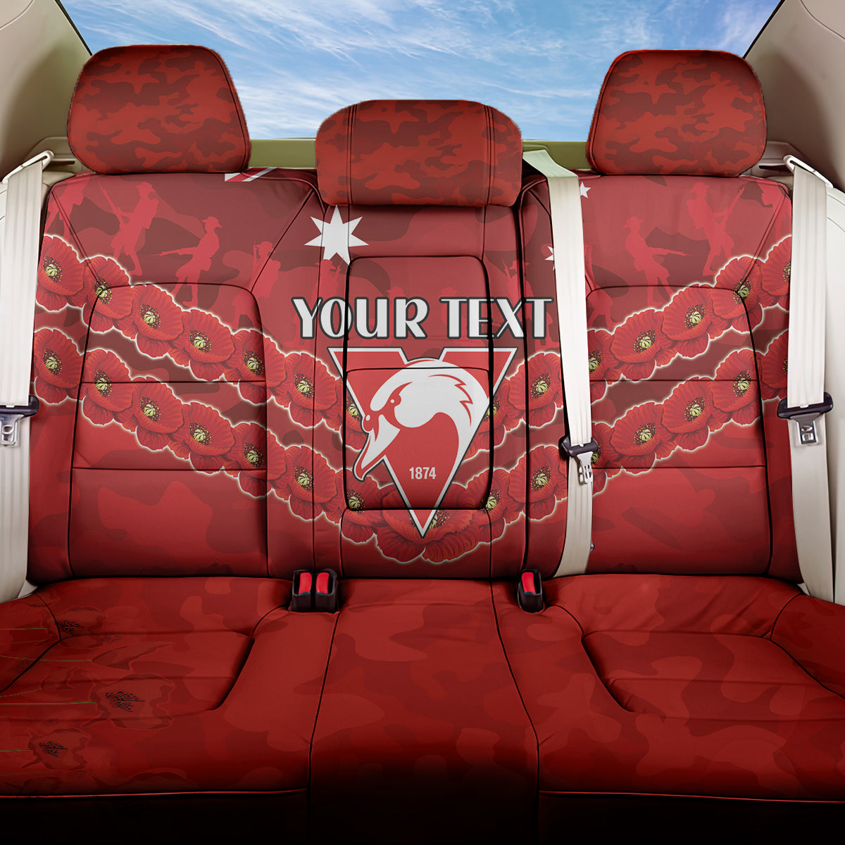 Custom Swans Football Back Car Seat Cover ANZAC Lest We Forget