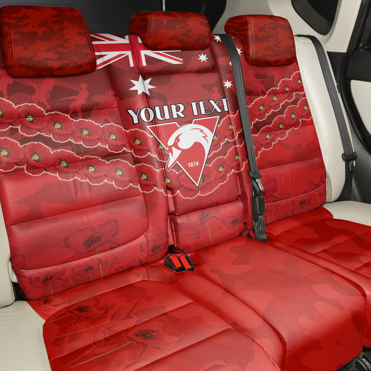 Custom Swans Football Back Car Seat Cover ANZAC Lest We Forget