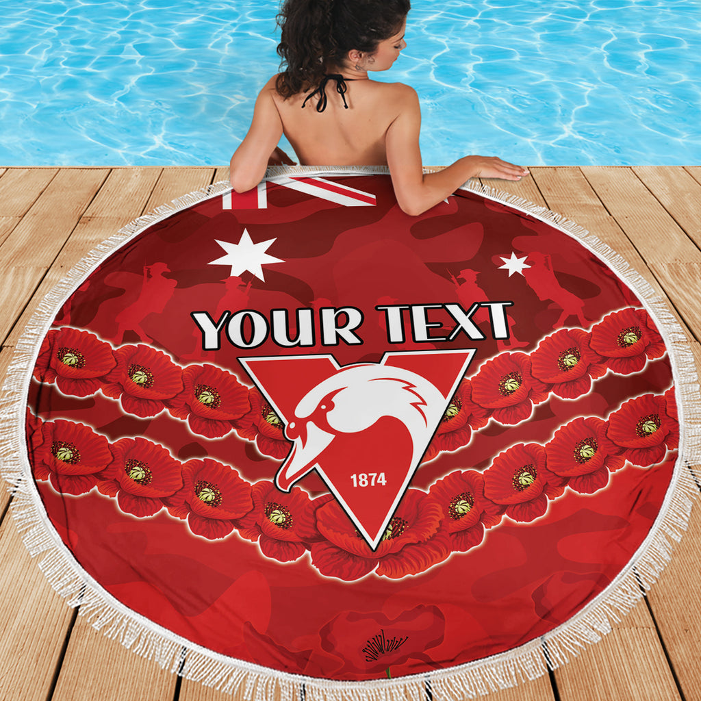Custom Swans Football Beach Blanket ANZAC Lest We Forget