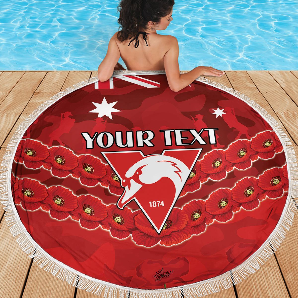 Custom Swans Football Beach Blanket ANZAC Lest We Forget