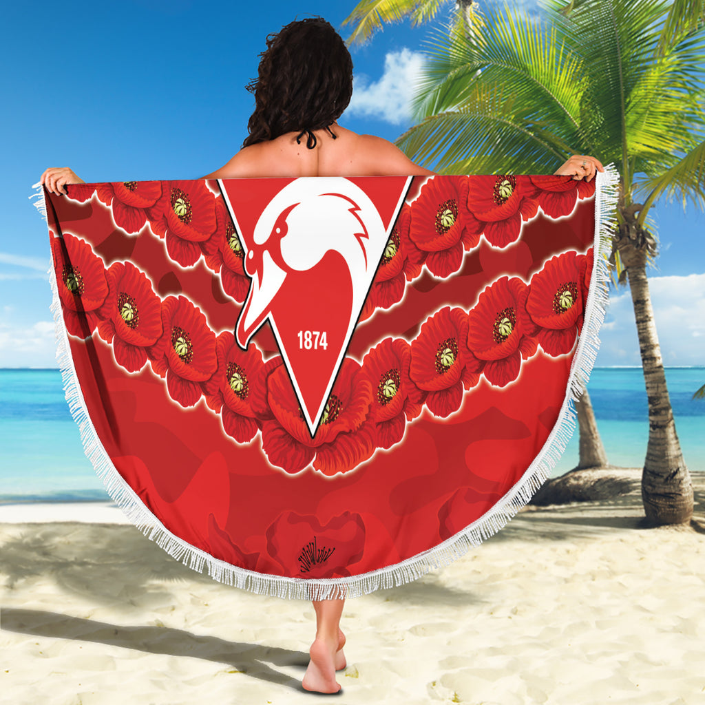 Custom Swans Football Beach Blanket ANZAC Lest We Forget