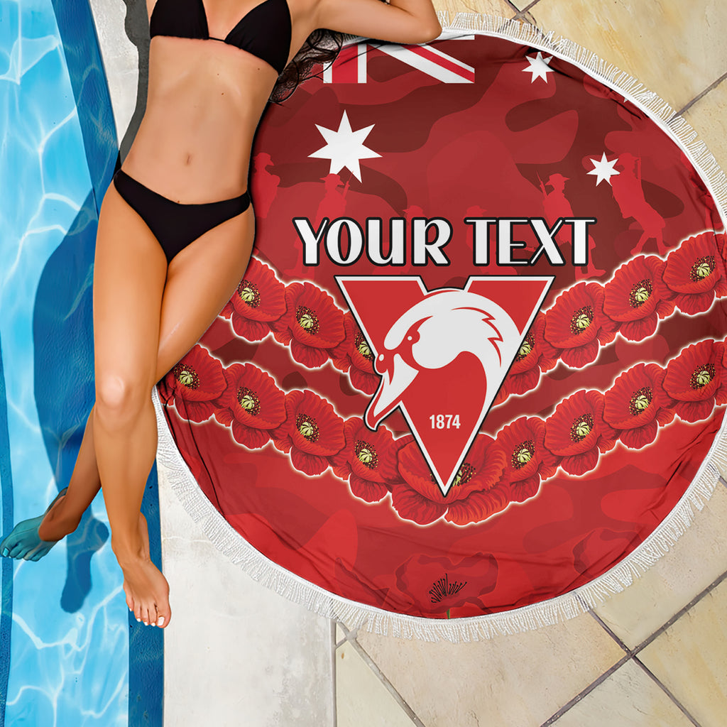 Custom Swans Football Beach Blanket ANZAC Lest We Forget