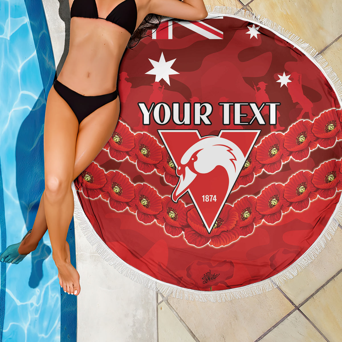 Custom Swans Football Beach Blanket ANZAC Lest We Forget