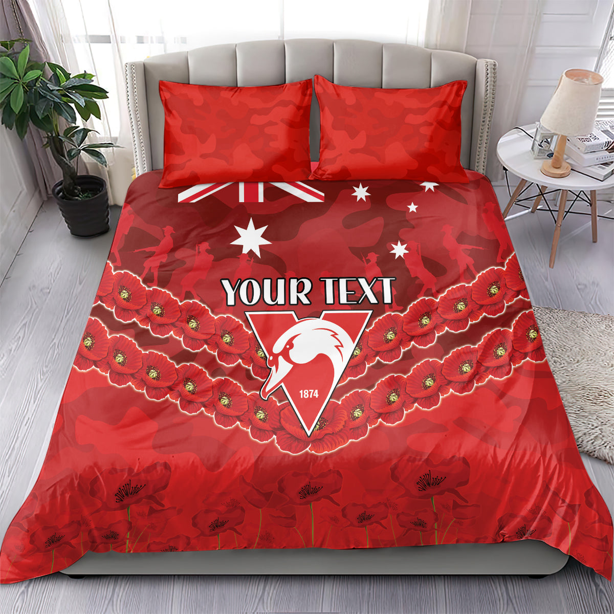 Custom Swans Football Bedding Set ANZAC Lest We Forget