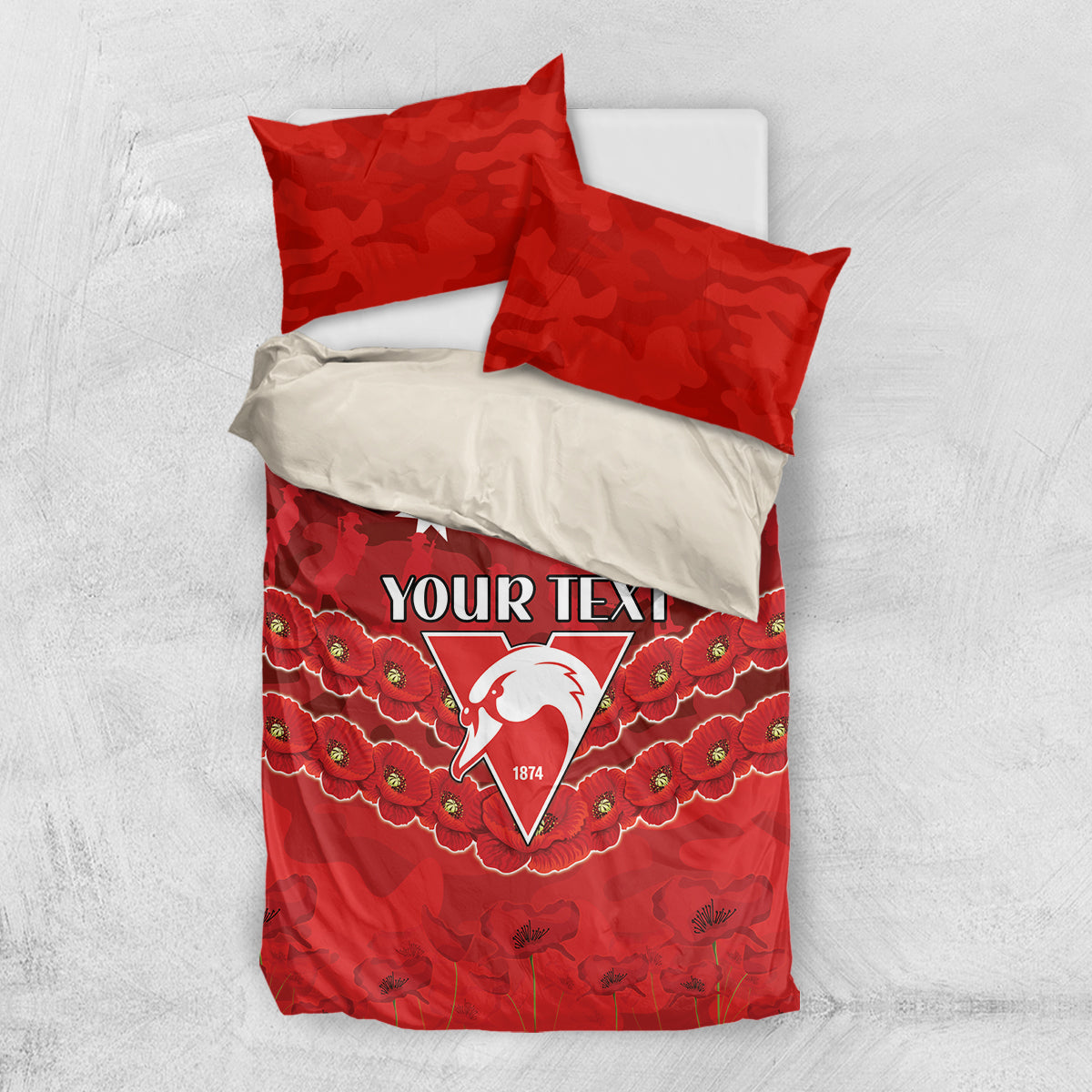 Custom Swans Football Bedding Set ANZAC Lest We Forget