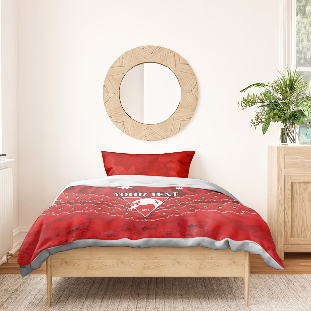 Custom Swans Football Bedding Set ANZAC Lest We Forget