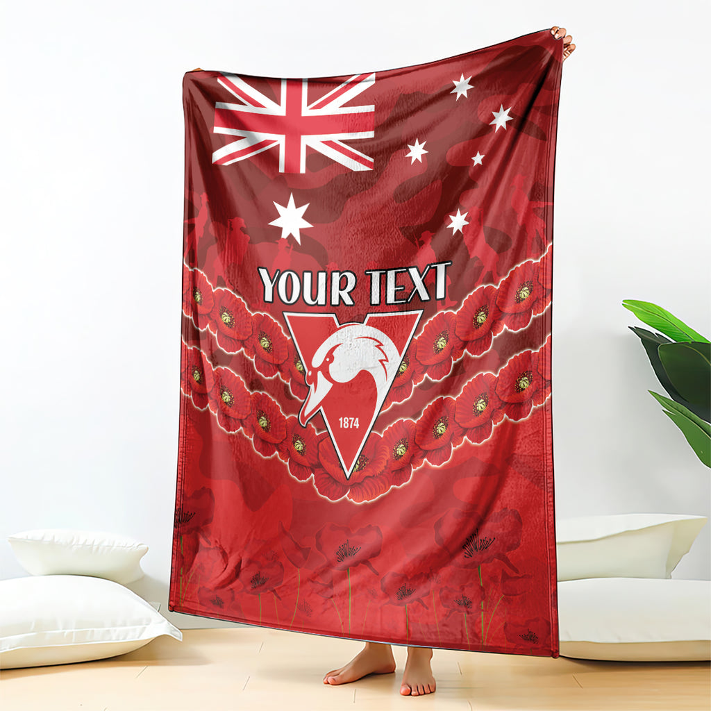 Custom Swans Football Blanket ANZAC Lest We Forget