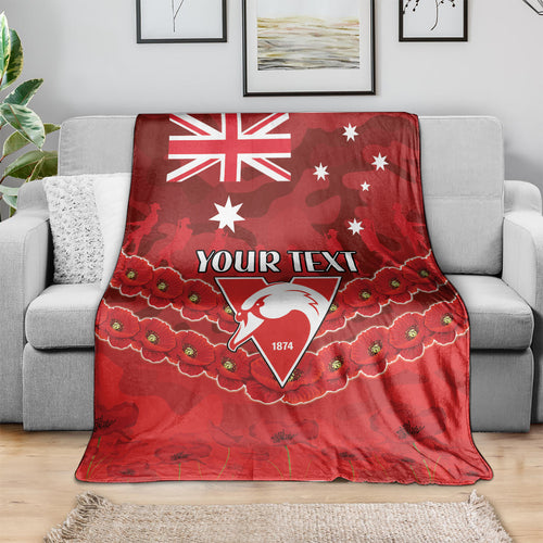 Custom Swans Football Blanket ANZAC Lest We Forget
