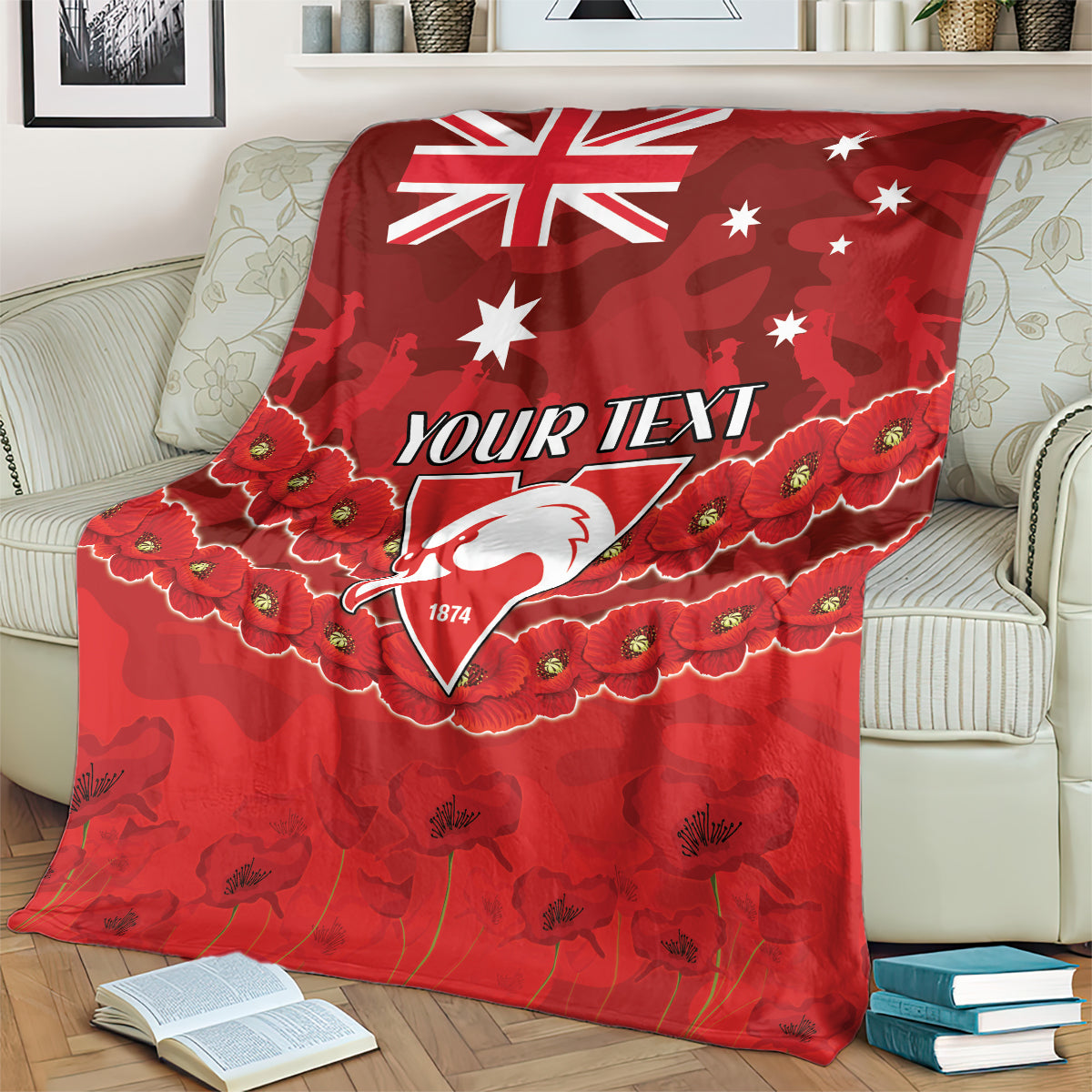 Custom Swans Football Blanket ANZAC Lest We Forget
