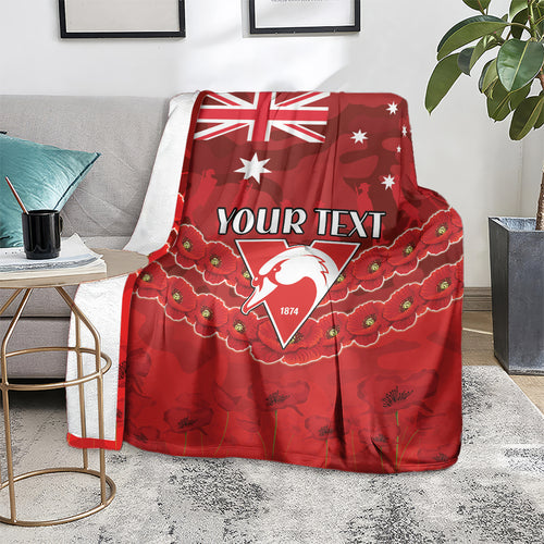 Custom Swans Football Blanket ANZAC Lest We Forget