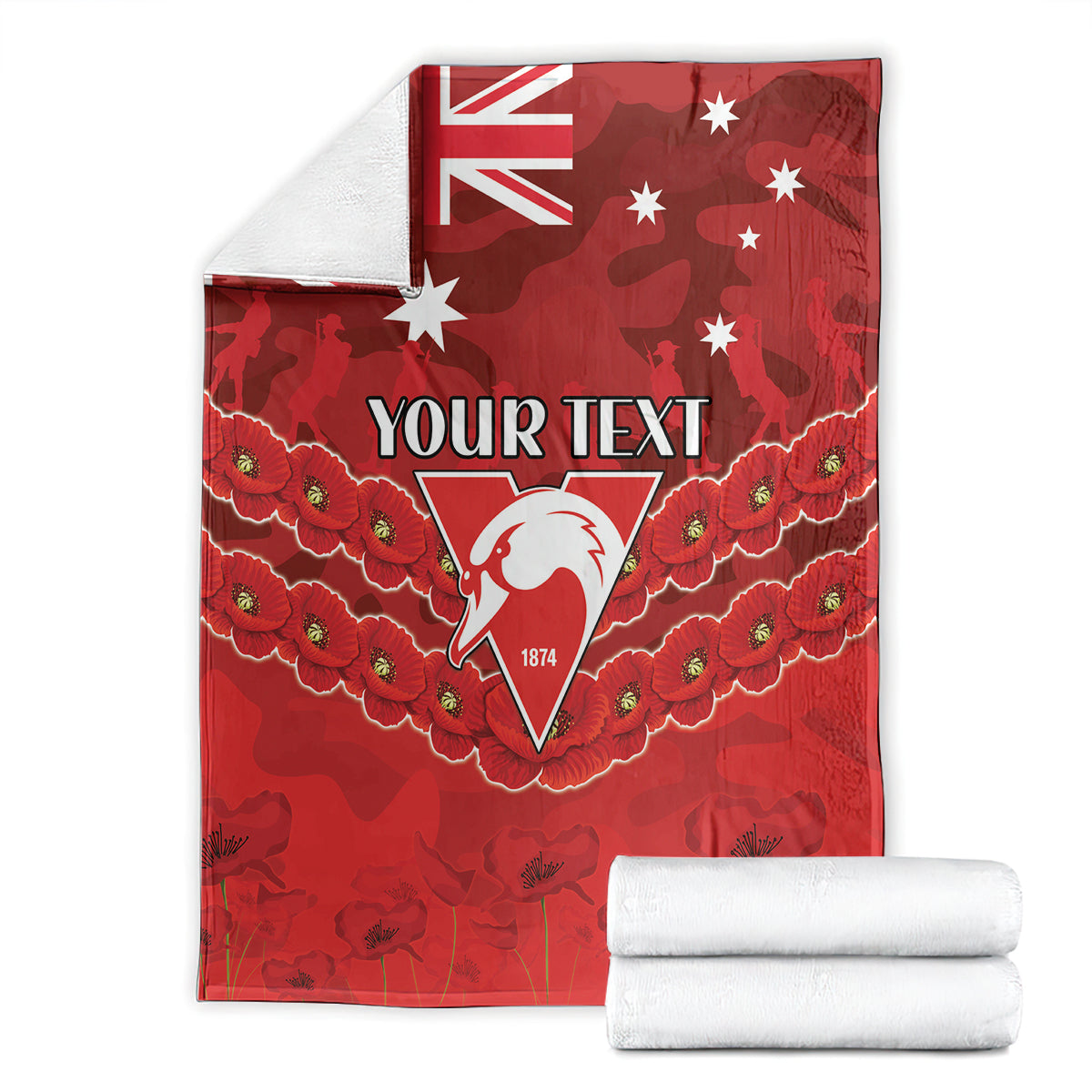 Custom Swans Football Blanket ANZAC Lest We Forget