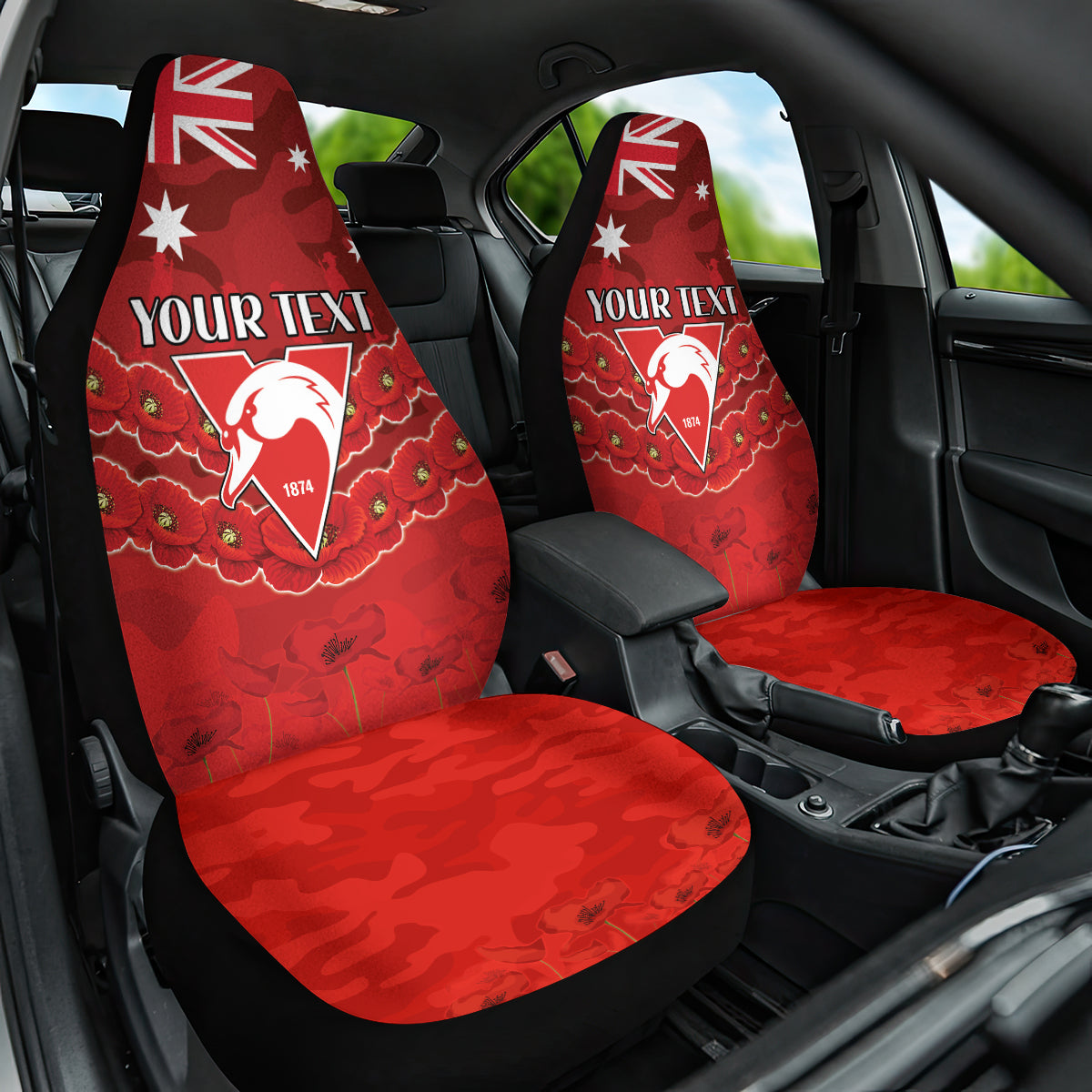 Custom Swans Football Car Seat Cover ANZAC Lest We Forget