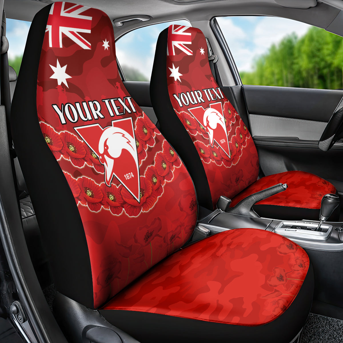 Custom Swans Football Car Seat Cover ANZAC Lest We Forget