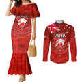 Custom Swans Football Couples Matching Mermaid Dress and Long Sleeve Button Shirt ANZAC Lest We Forget