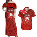 Custom Swans Football Couples Matching Off Shoulder Maxi Dress and Hawaiian Shirt ANZAC Lest We Forget