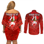 Custom Swans Football Couples Matching Off Shoulder Short Dress and Long Sleeve Button Shirt ANZAC Lest We Forget