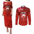 Custom Swans Football Couples Matching Puletasi and Long Sleeve Button Shirt ANZAC Lest We Forget