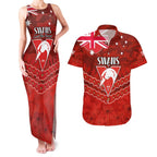 Custom Swans Football Couples Matching Tank Maxi Dress and Hawaiian Shirt ANZAC Lest We Forget