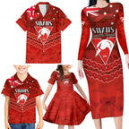 Custom Swans Football Family Matching Long Sleeve Bodycon Dress and Hawaiian Shirt ANZAC Lest We Forget