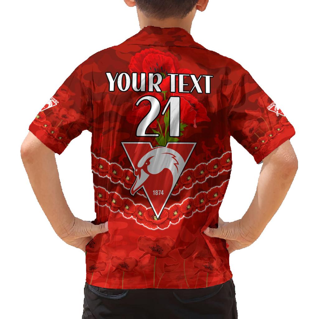 Custom Swans Football Family Matching Off The Shoulder Long Sleeve Dress and Hawaiian Shirt ANZAC Lest We Forget