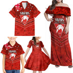 Custom Swans Football Family Matching Off Shoulder Maxi Dress and Hawaiian Shirt ANZAC Lest We Forget
